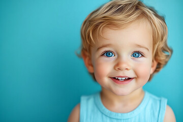 Naklejka premium portrait of an white little boy with a smile