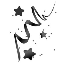 Black gradient confetti with stars and dots