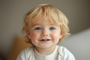 Naklejka premium portrait of an white little boy with a smile