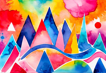 Bright colorful abstract watercolor background