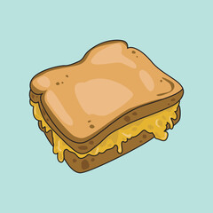delicious looking melted cheese toast vector