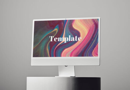 Mockup Of Computer Monitor With Customized Screen