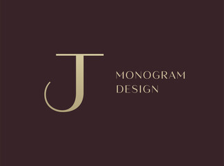 JT letter logo icon design. Classic style luxury initials monogram.