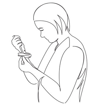recommend clip art: One continuous single drawing line art doodle woman, science, scientist, research, female. Isolated flat illustration hand draw contour on a white background
                    