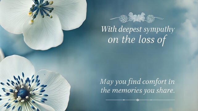 Elegant sympathy card design with flowers and a heartfelt message allowing for a personalized name