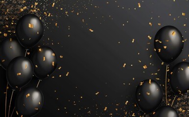 Black Balloons & Gold Confetti