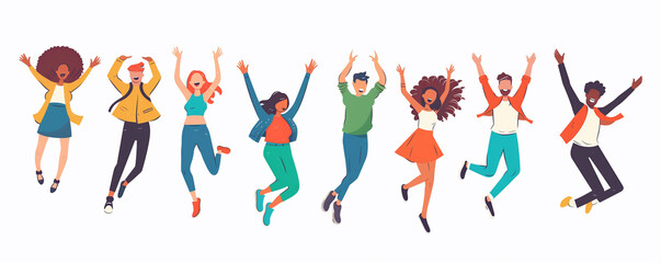 Joyful friends celebrating together in colorful outfits on a bright day