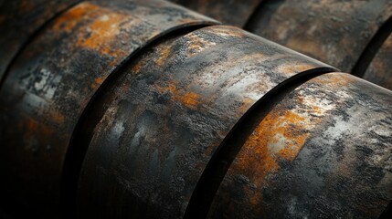 Steel alloy rolls in a factory environment, with detailed texture and metallic sheen.