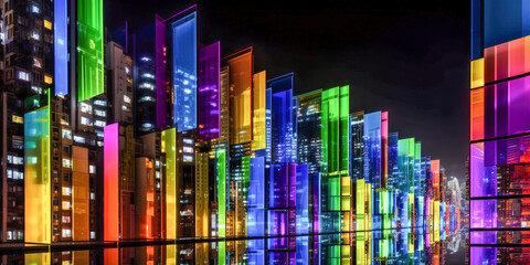 Fototapeta premium Modern skyscrapers at night