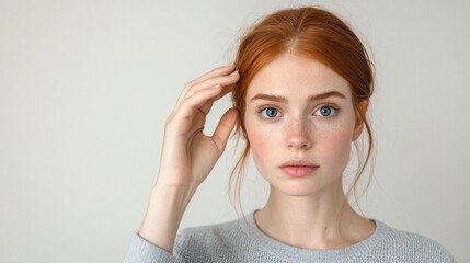 Fototapeta premium Close-up of a thoughtful woman with red hair