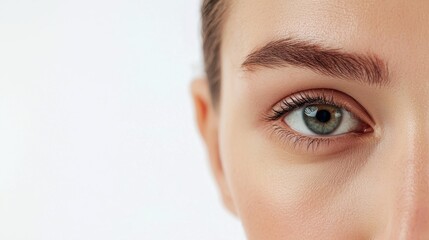 Close-Up of Beautiful Blue Eye with Natural Makeup