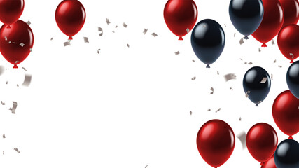 Black Friday sale background template. Dark background with red and black balloons for seasonal discount offer. Vector illustration with confetti