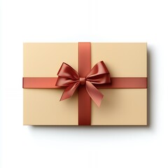 A simple gift box tied with a red ribbon bow.