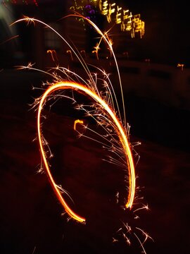 fireworks in the night with long exposure 
