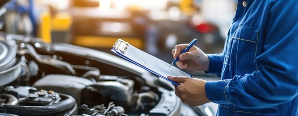 Car Mechanic Inspecting Engine