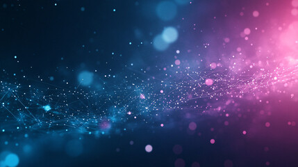 Obraz premium A futuristic abstract background showcasing a high-tech theme with interconnected lines and glowing nodes, forming a complex network. The design features cool blue and purple tones, with small