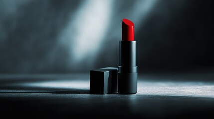 Red Lipstick on Dark Background	