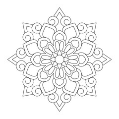 Mandala floral coloring book page interior, vector file