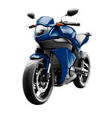 Blue sports bike 3D illustration