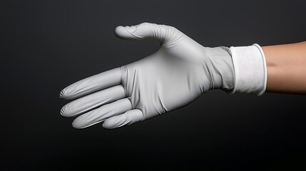 Putting on gloves and preparing for an experiment: A researcher putting on gloves and getting ready to work in the lab, symbolizing caution and preparation