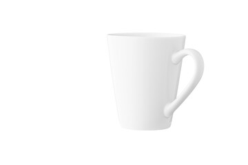 White cup for tea or coffee on isolated white background close up