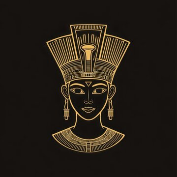 recommend clip art: Egyptian Queen Line Art on Black Background	