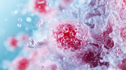 Close-Up of Inflamed Human Tissue with Red and Swollen Cells Highlighting Inflammation and Cellular Response