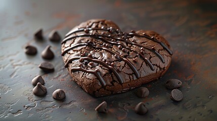 A delectable heart shaped chocolate cookie baked