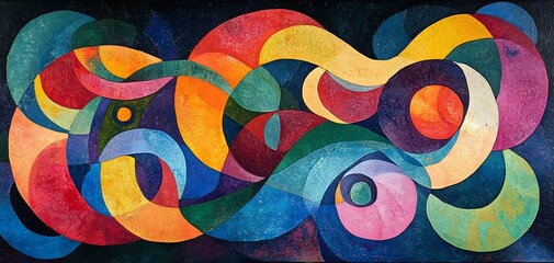 Vibrant abstract artwork featuring colorful swirls and shapes, perfect for modern decor or creative projects.