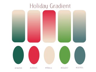 Holiday color joy gradient smooth and vibrant background set. Devices, pc and modern smartphone screen holiday red green color palette backgrounds ux and ui design illustration.