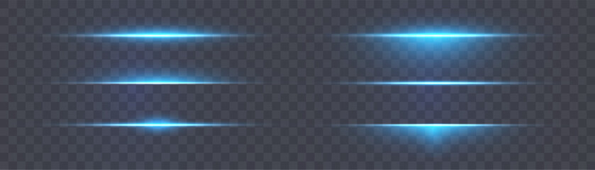 Bright abstract horizontal light effect with rays and glare of blue glow and laser effect for vector illustration. © MAKSYM