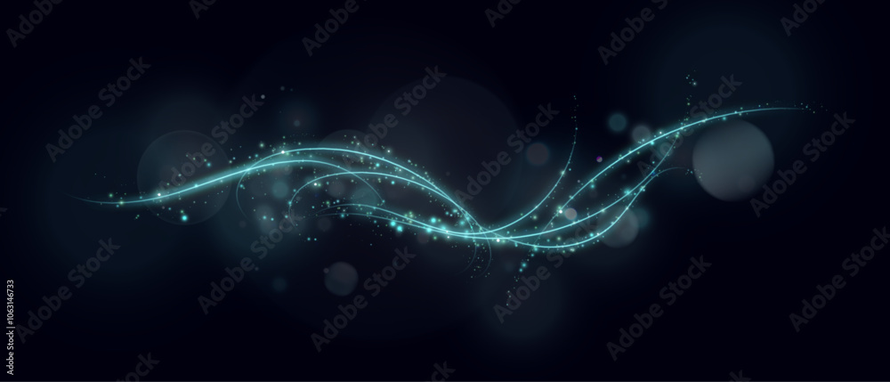 Poster bright light twirl, magical light effect with lots of sparkling glitter and shimmering light effects