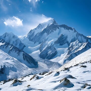Snow-Covered Peaks of Nanga Parbat in Winter