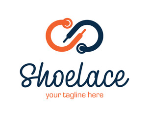 Laces Sneaker Shop logo or emblem. Shoelace vector isolated sign.