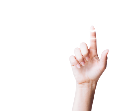 Hand clicking subscribe button png on social media