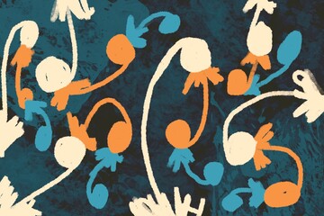 Abstract playful figures on a textured background