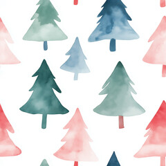 water color Christmas tree pattern