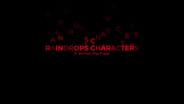 Raindrops Characters Vertical Text Position Animation Preset