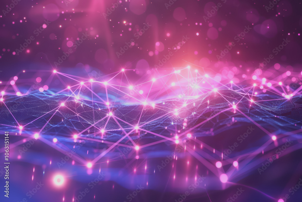 Wall mural A beautiful Abstract digital technology background with colorful network connection lines.