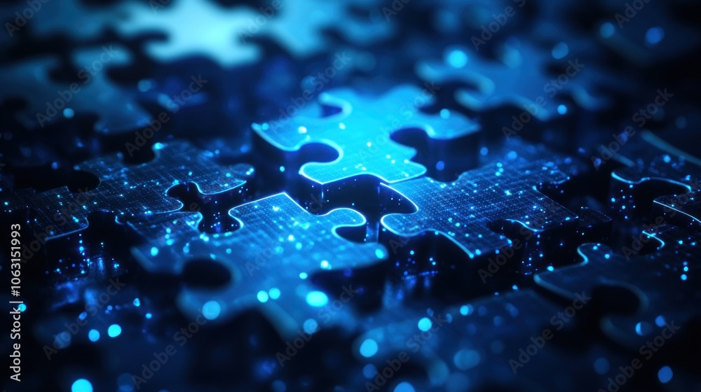 Wall mural digital puzzle: a metaphor for connection and collaboration