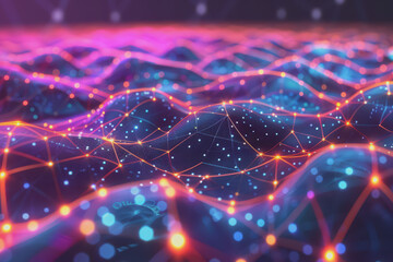 A beautiful Abstract digital technology background with colorful network connection lines.