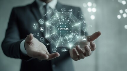 Fototapeta premium FINTECH: Digital interface: word 