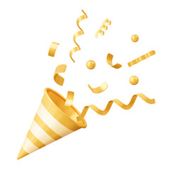 Party popper sticker png, 3d birthday graphic, transparent background