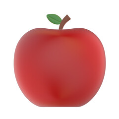 正面から見た葉っぱ付きのリンゴの3Dイラスト