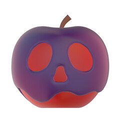 正面から見た顔のような毒の液体がかかったリンゴの3Dイラスト