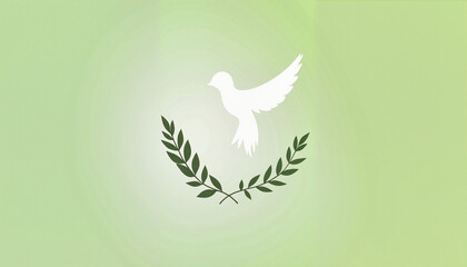 Obraz premium Dove and Olive Branch on Light Green Background for Peace Symbol