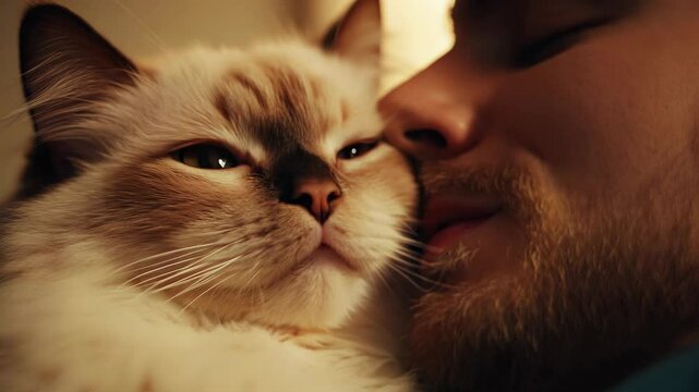 Cat with his owner