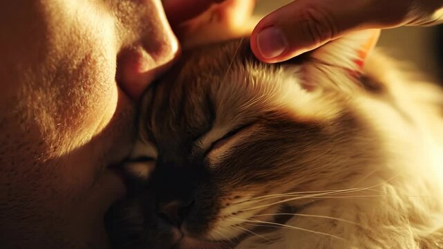 Cat with his owner