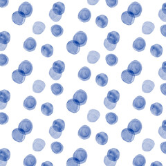 Png polka dot seamless pattern, indigo blue watercolor design, transparent background
