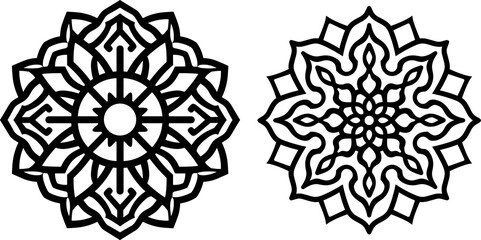 Luxury set of floral mandala ornamental background banner with gold round circle pattern © Chathurika